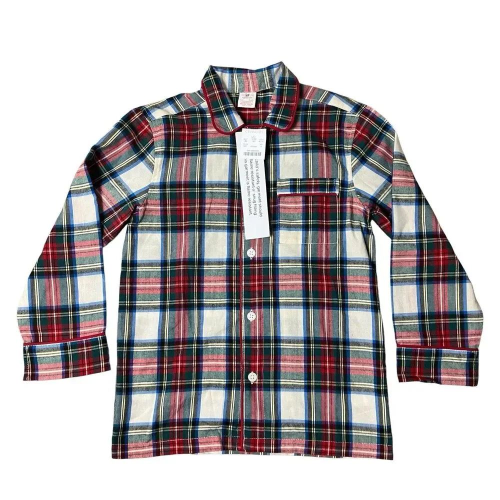 Crewcuts Plaid‎ Button Front Pajama Top Boys 6–7 Cozy Sleepwear